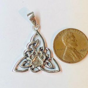 Sterling Silver Celtic Pendant with Sterling Puppy Paw